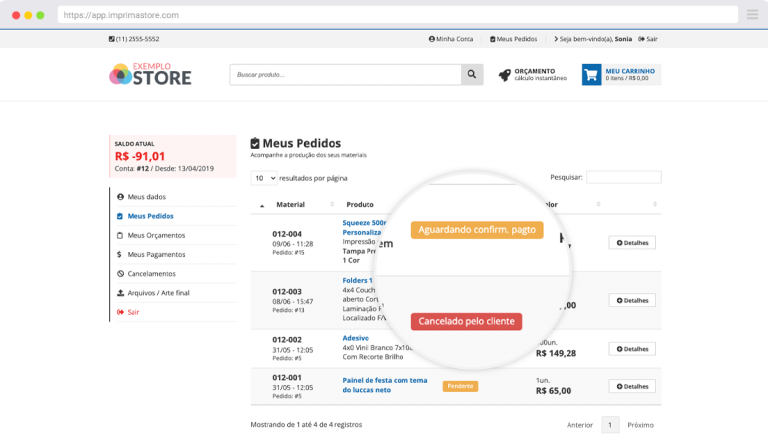 Gerenciamento de pedidos e controle de status