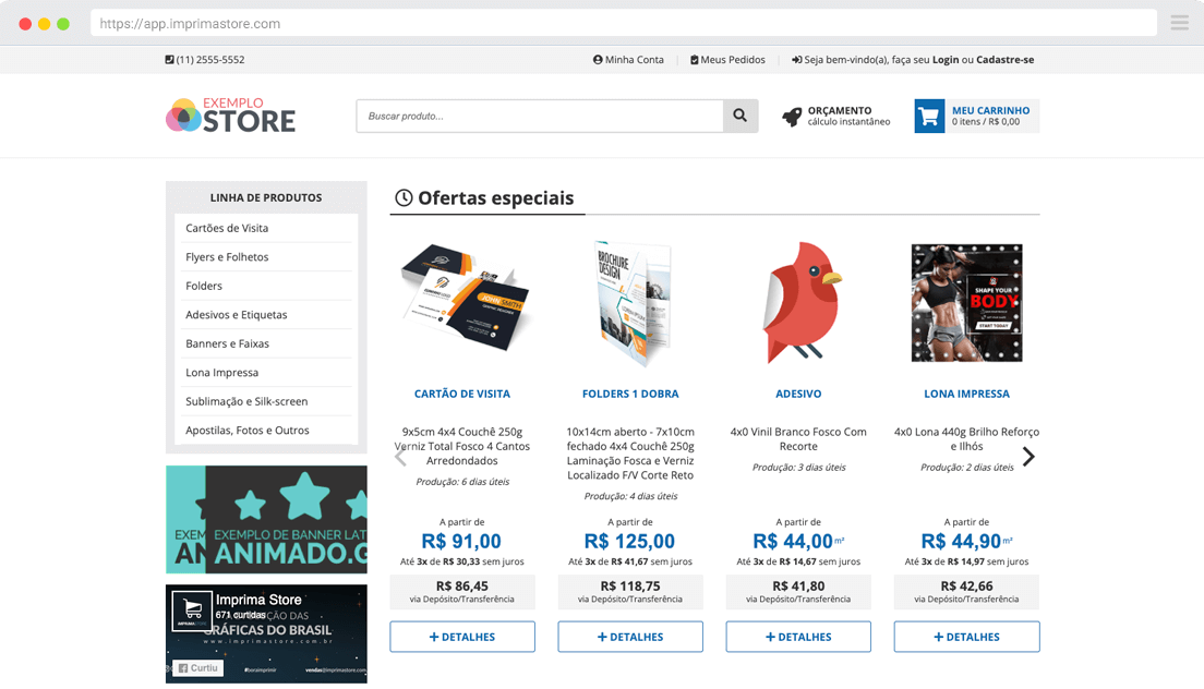 Tenha uma loja online para sua gráfica e empresa de comunicação visual